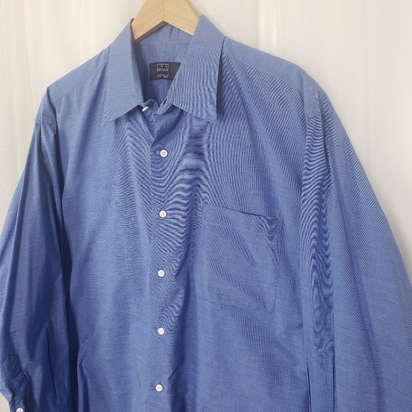 Ike Behar blue fine stripe 100% cotton button down shirt size 16.5 - Picture 2 of 5